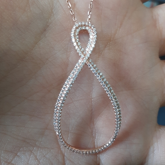 Cubic Zirconia Infinity Sterling Silver Necklace - Picture 2 of 11